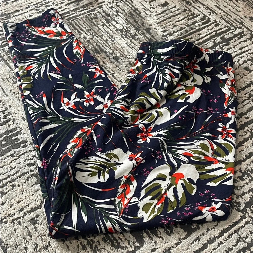 Floral Print Leggings - Navy - Picture 1 of 2